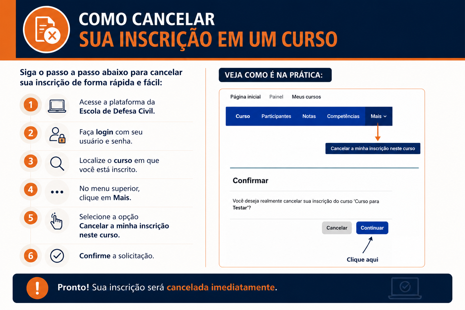 Cancelar a inscrição